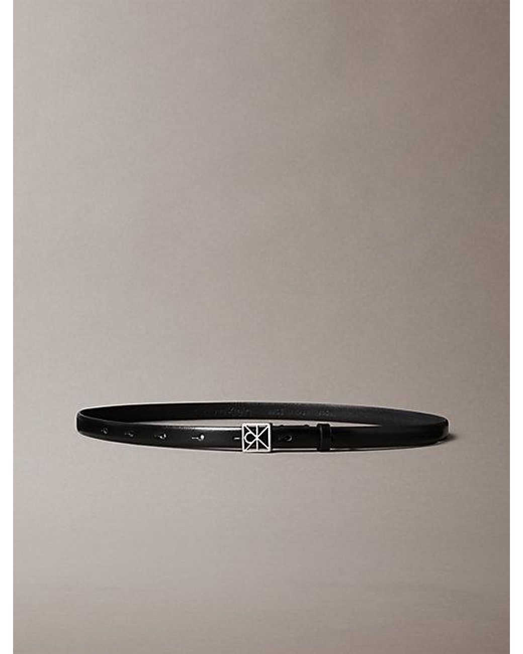 Calvin Klein Gray Slim Leather Emblem Logo Belt