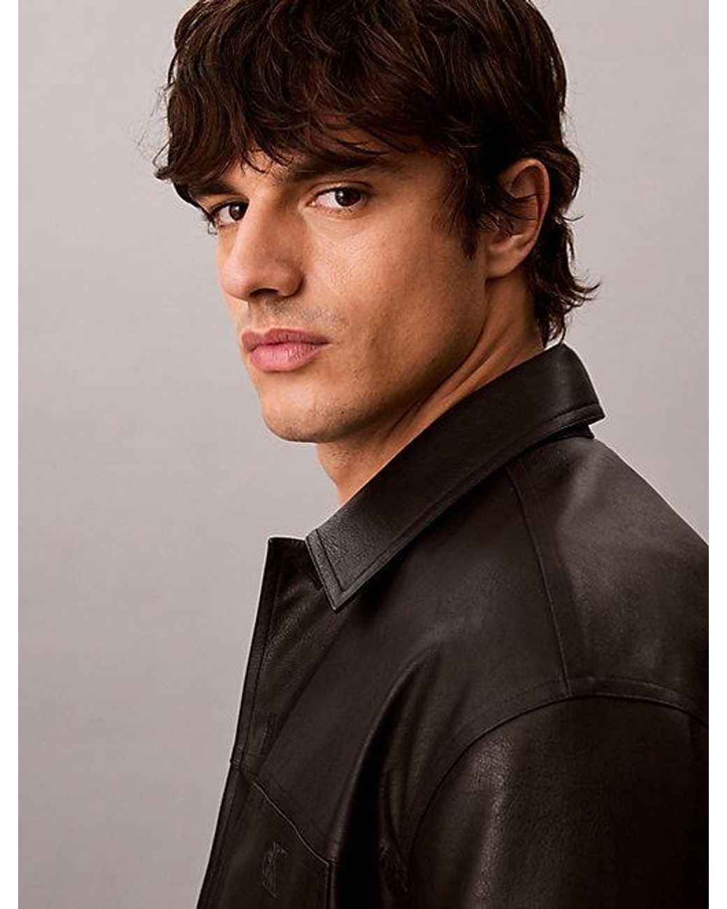 Calvin Klein Black Jeans Relaxed Faux Leather Overshirt for men