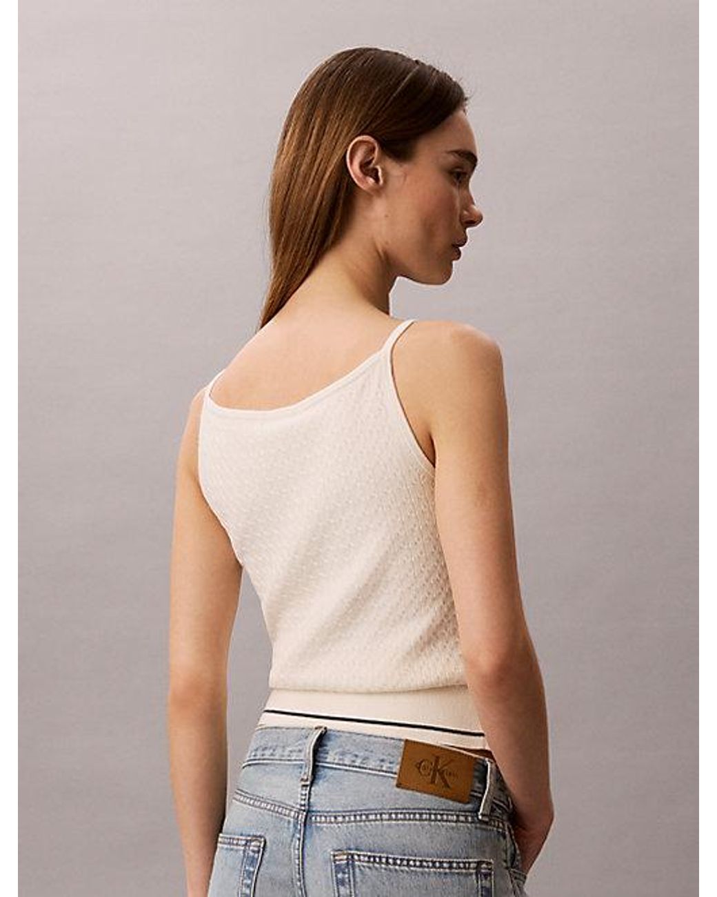 Calvin Klein Gray Jeans Slim Cable Knit Tank Top