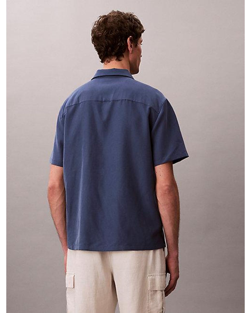 Calvin Klein Blue Soft Modal Short Sleeve Shirt for men