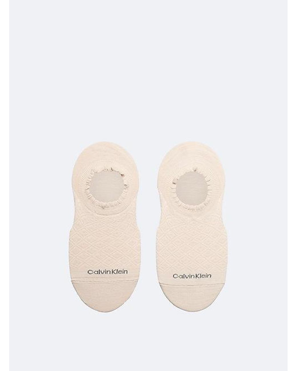 Calvin Klein White 2 Pack Scalloped Diamond Knit Invisible Socks