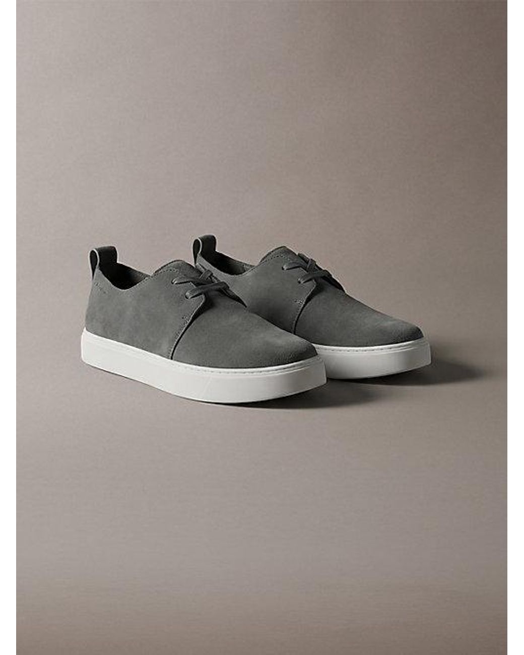 Calvin Klein Gray Suede Hybrid Derby Shoes for men