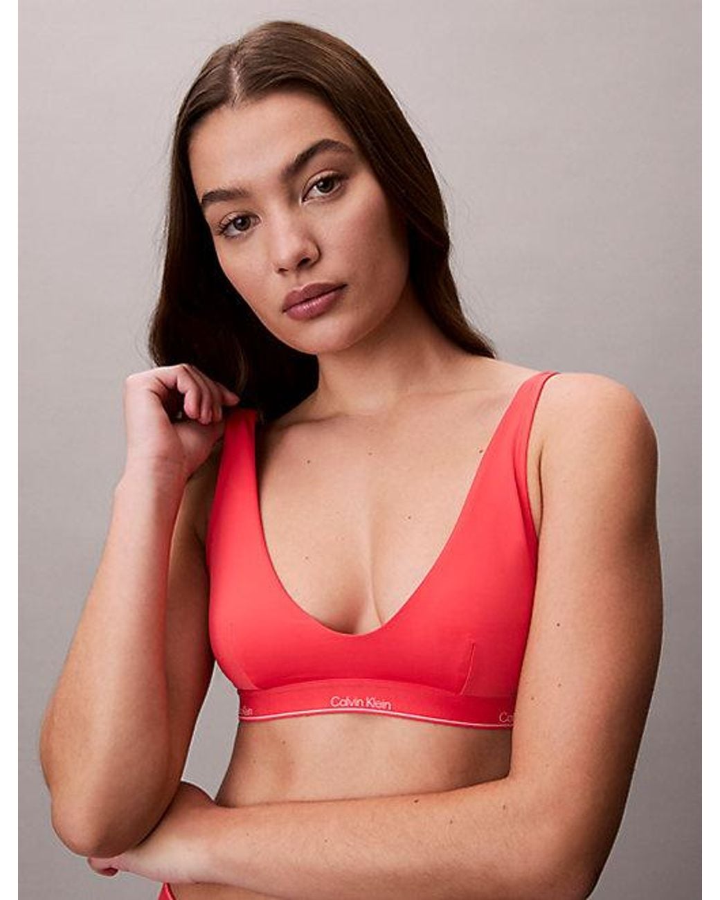 Calvin Klein Bralette Bikinitop in het Red