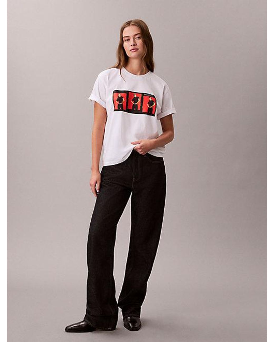 Calvin Klein White Kate Moss Graphic Boxy T-Shirt