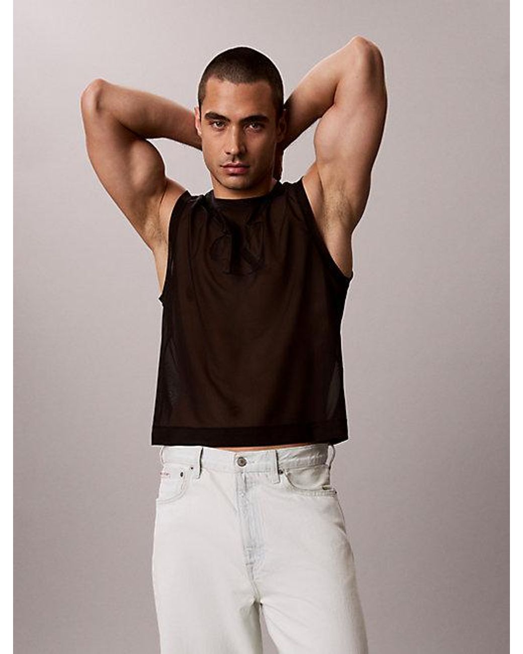 Calvin Klein Black Jeans Sheer Mesh Tank Top Pride for men