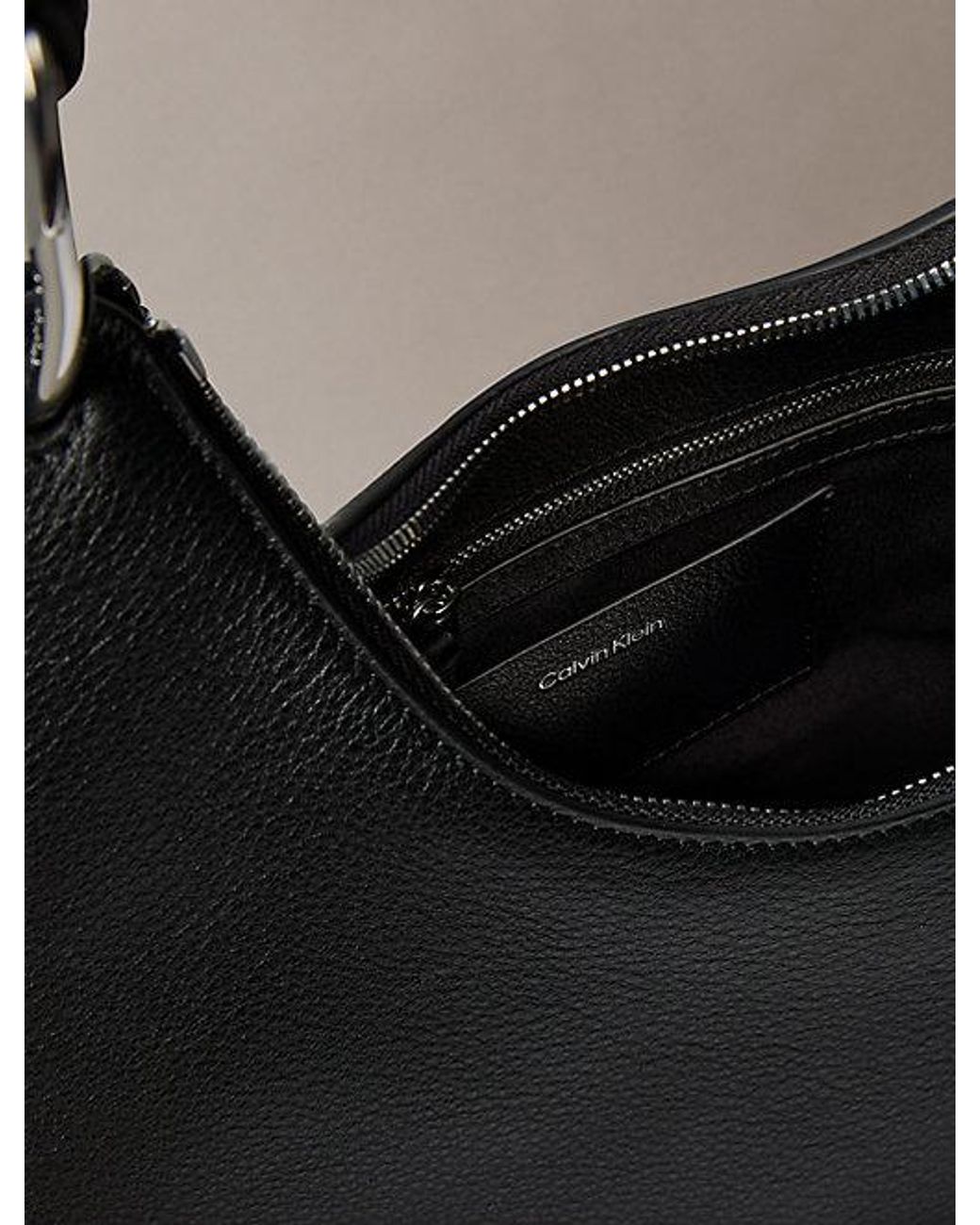 Calvin Klein Gray Soft Leather Asymmetrical Shoulder Bag