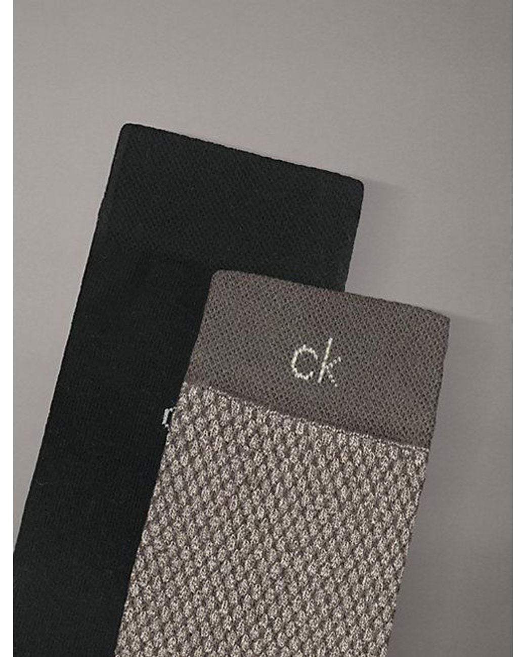 Calvin Klein Gray 2 Pack Logo Texture Crew Socks for men