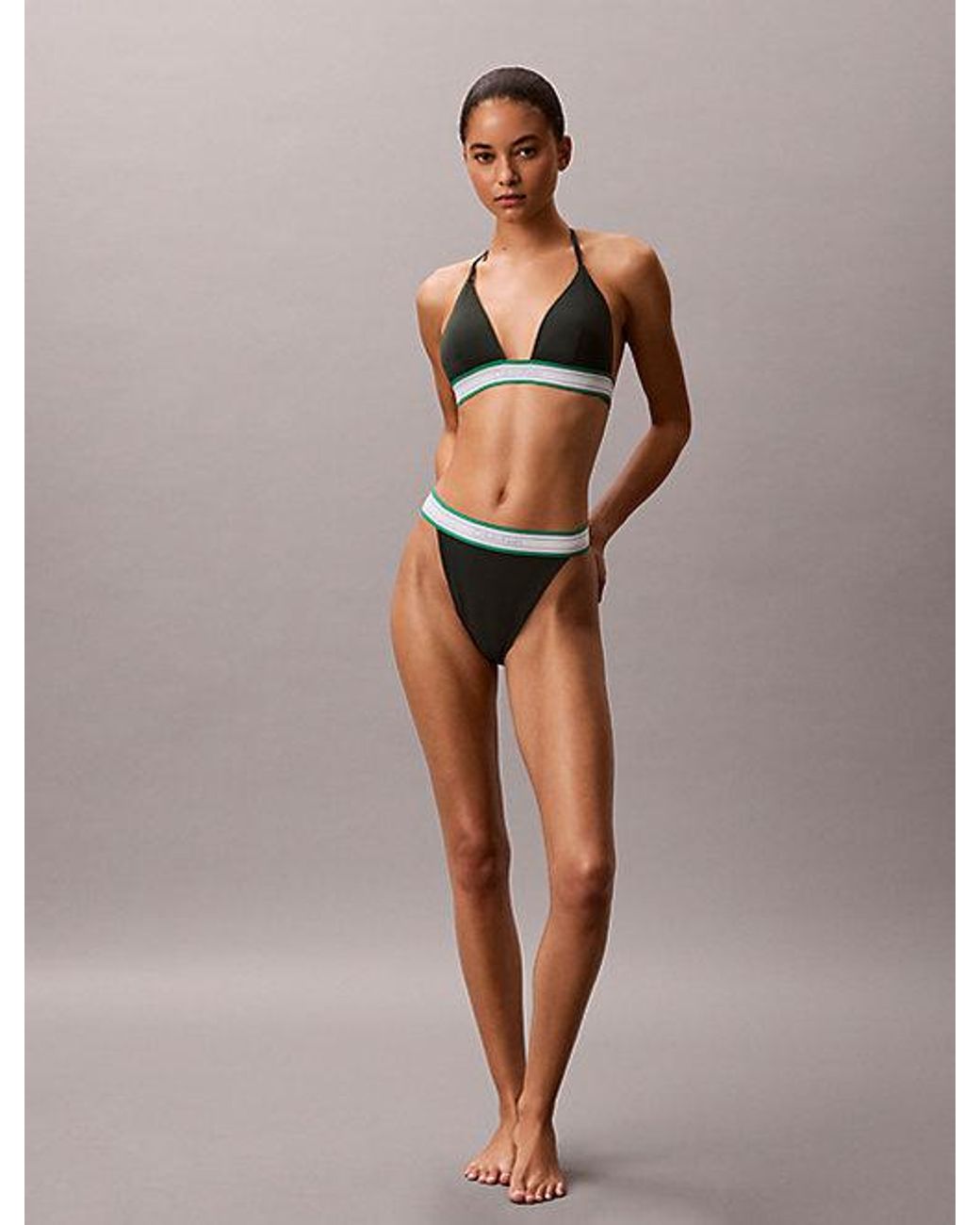 Calvin Klein Multicolor Halter Triangle Bikini Top Ck Icon