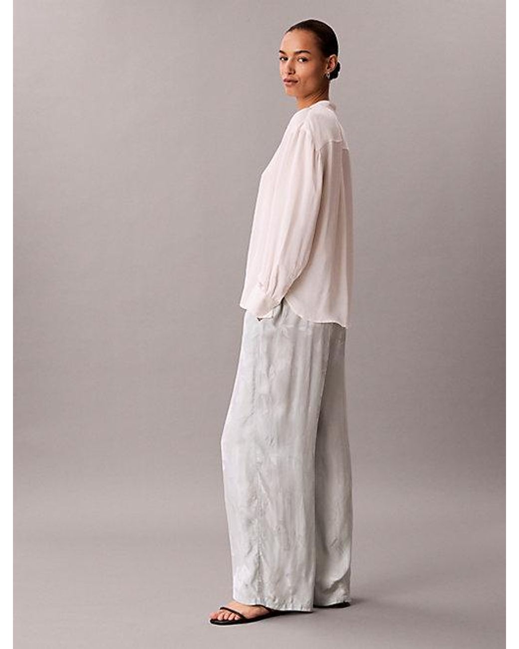 Calvin Klein Multicolor Viscose Jacquard Floral Trousers