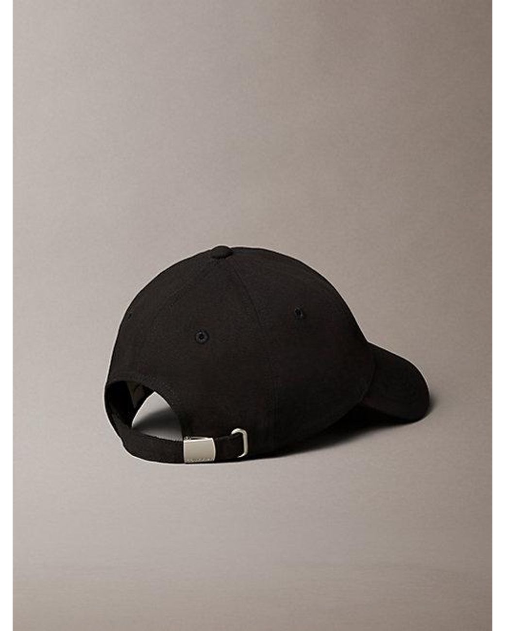 Calvin Klein Black Cotton Canvas Monogram Baseball Cap