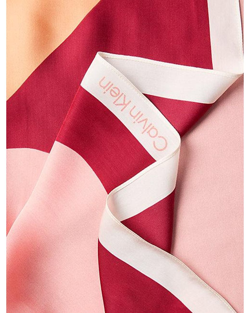 Calvin Klein Pink Square Satin Colour Block Bandana Scarf