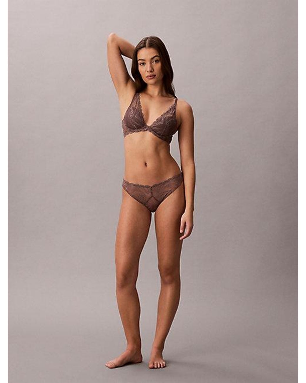 Calvin Klein Brown Bikini Briefs Eternal Stretch Lace