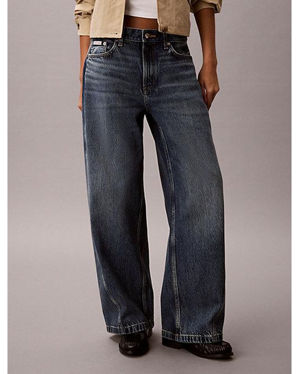 Calvin Klein Blue Jeans Low Rise Twisted Baggy Jeans
