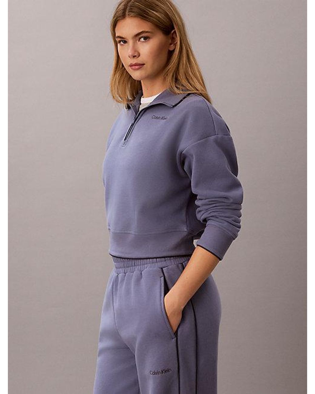 Calvin Klein Purple Sport French Terry 1 4 Zip Sweatshirt