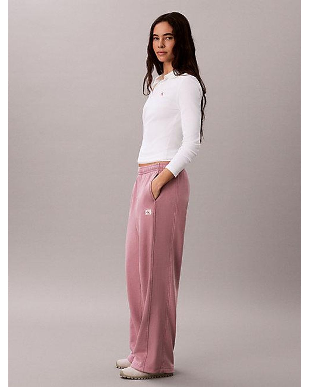Calvin Klein Pink Jeans Monologo Woven Terry Sweatpants
