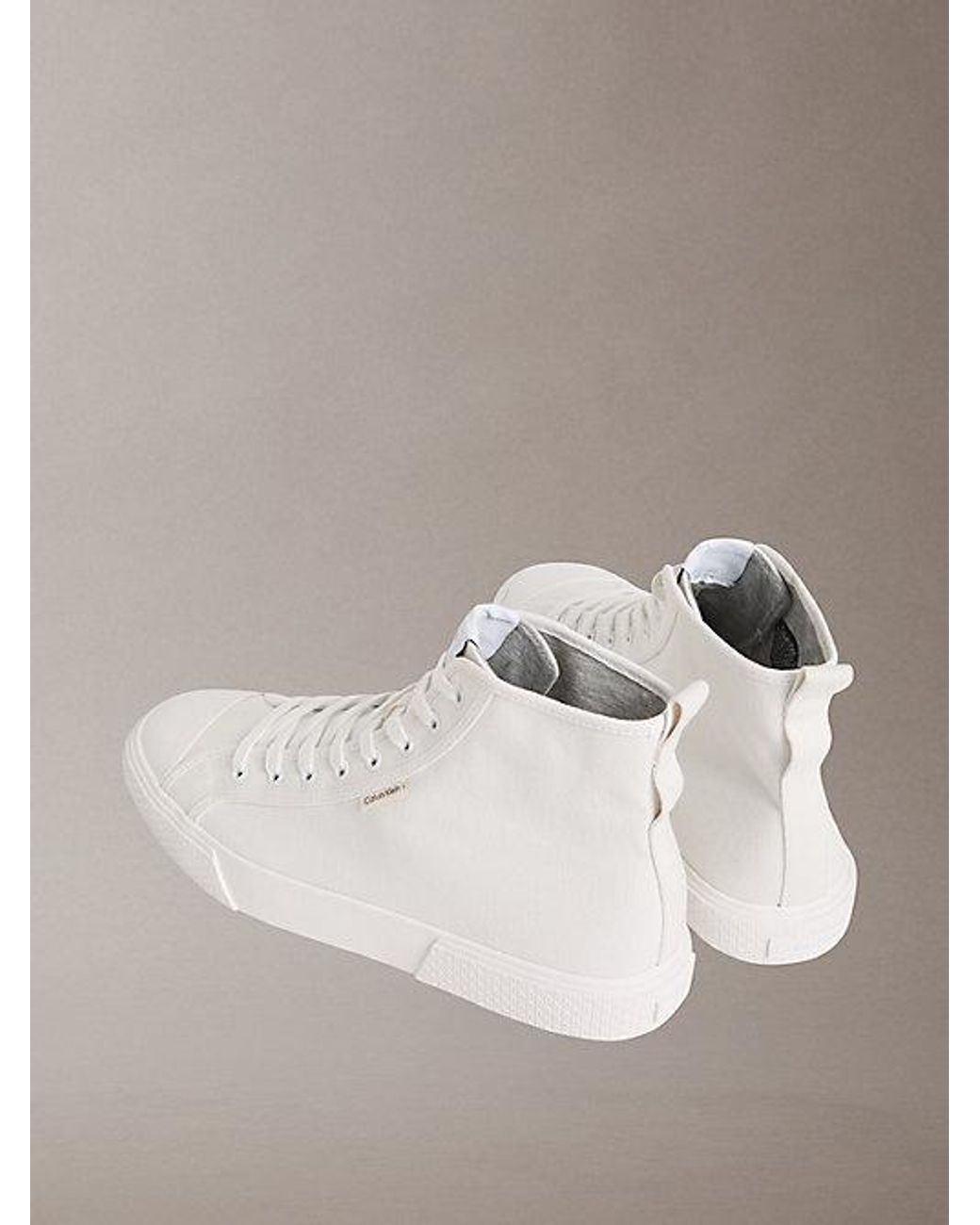 Calvin Klein White Ck Leo Cotton Canvas High Top Trainers for men
