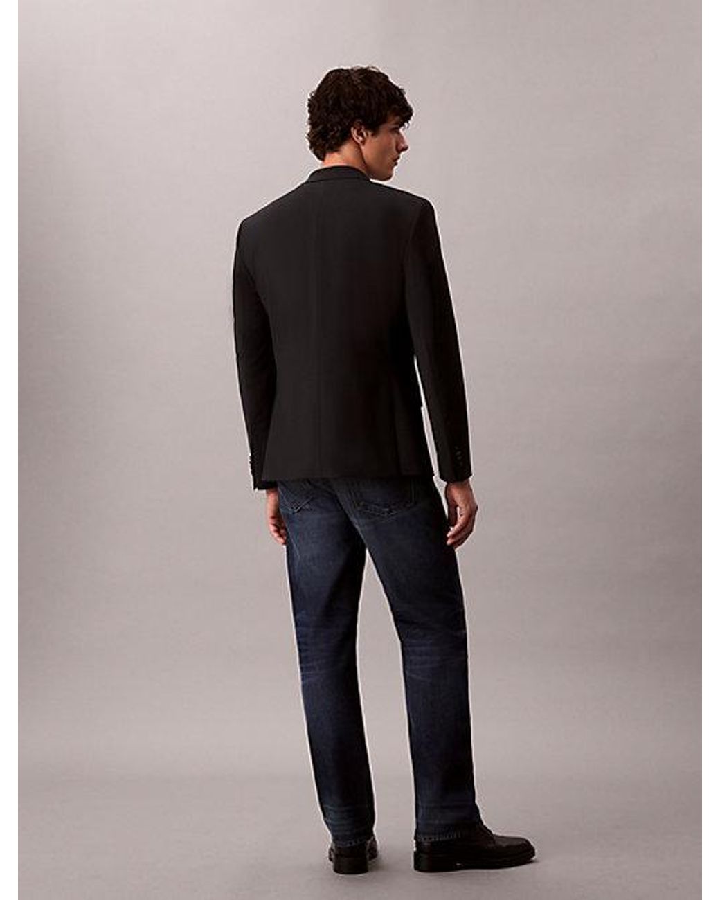 Calvin Klein Black Slim Tropical Wool Blazer for men