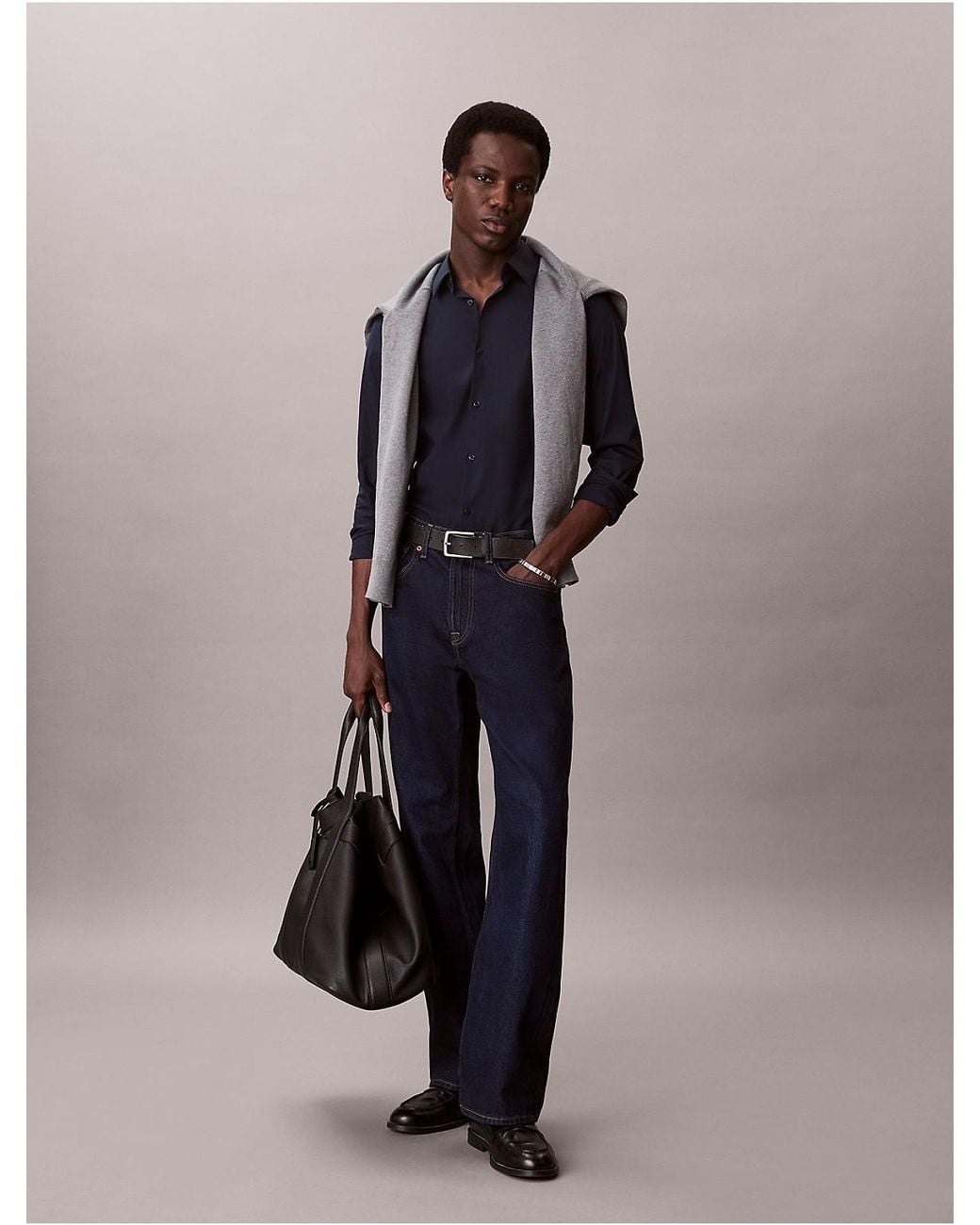 Calvin Klein Blue Slim Stretch Button-Down Shirt for men