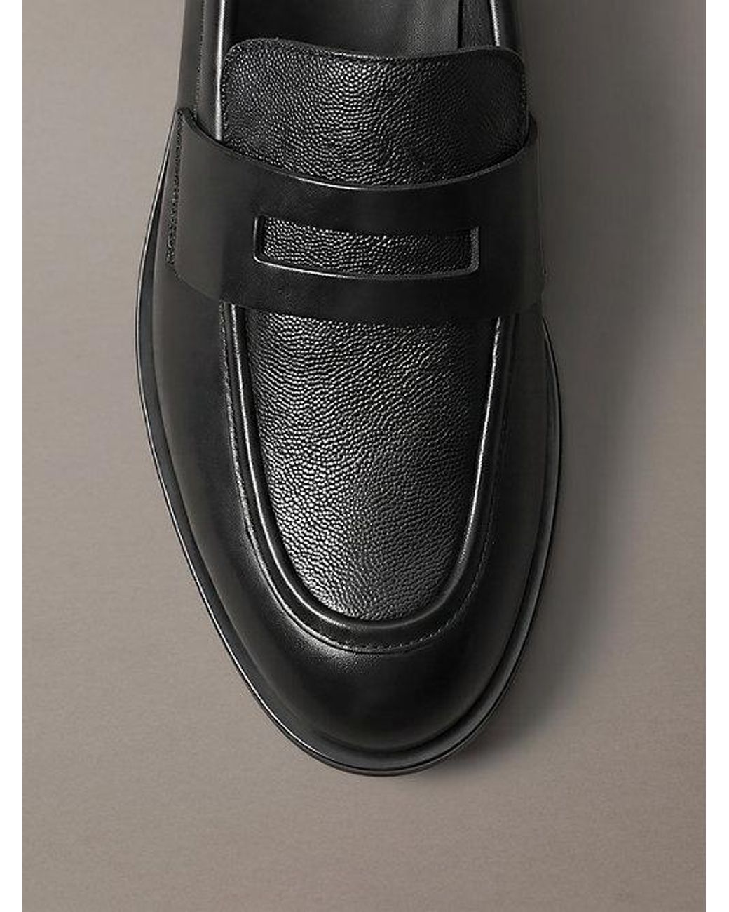Calvin Klein Gray Theo Leather Penny Loafers for men