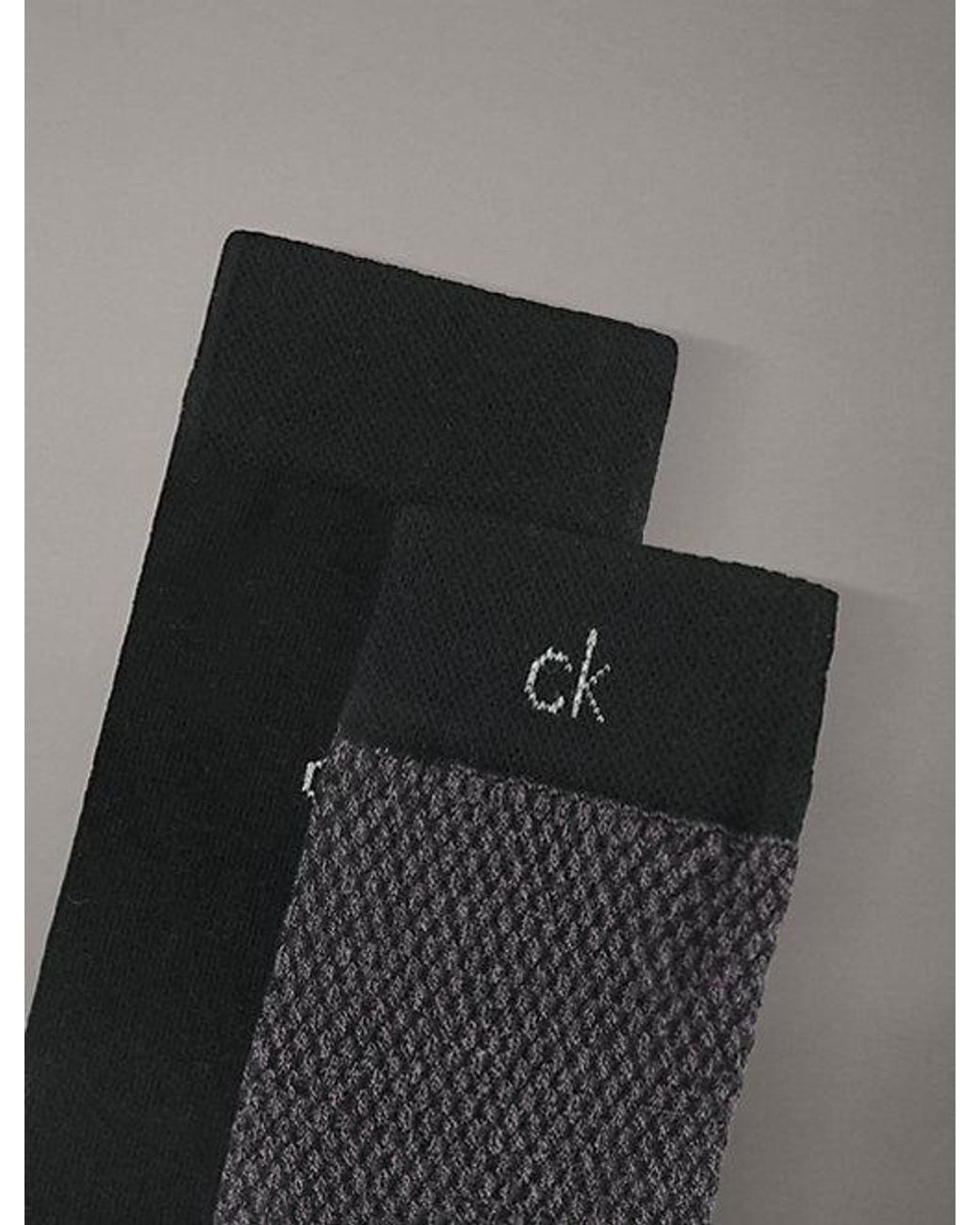 Calvin Klein Gray 2 Pack Logo Texture Crew Socks for men