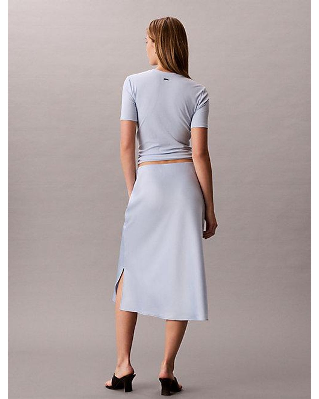 Calvin Klein Purple Textured Satin Midi Skirt