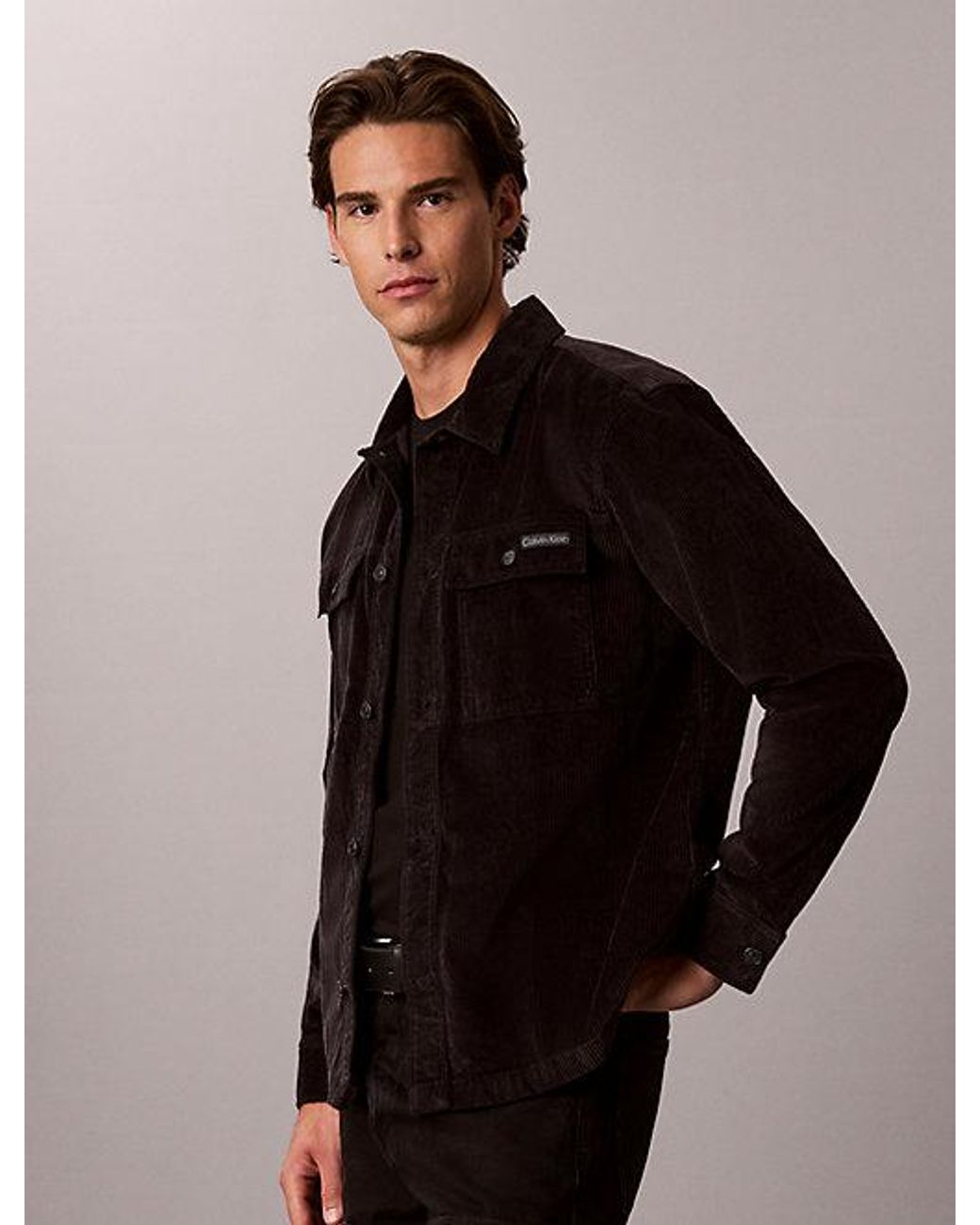 Calvin Klein Black Jeans Relaxed Corduroy Shirt Jacket for men