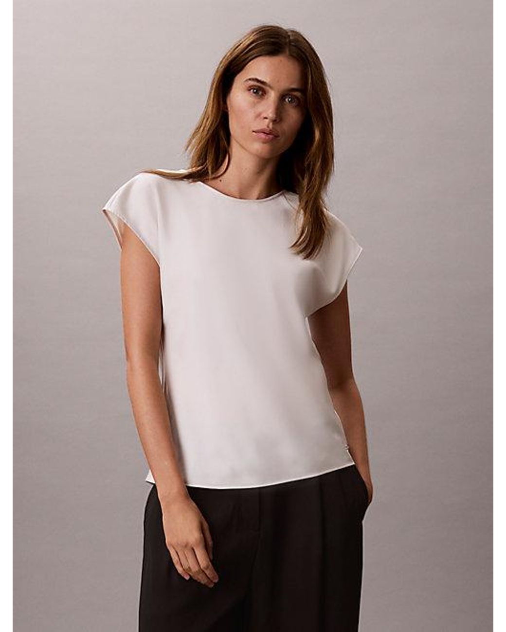 Calvin Klein Pink Smooth Satin Fitted Top
