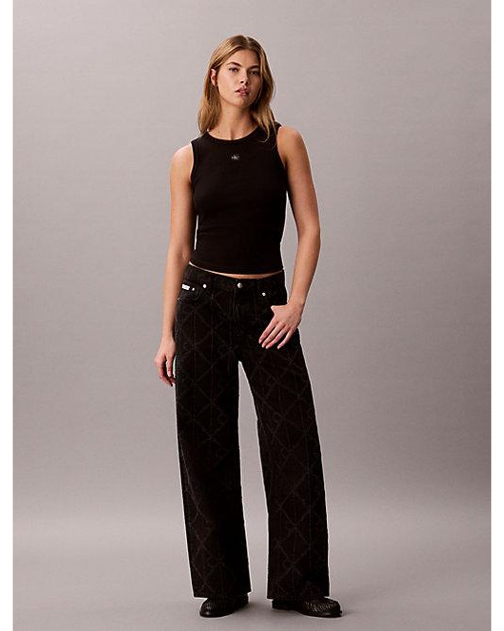 Calvin Klein Black Jeans Ribbed Cotton Tank Top