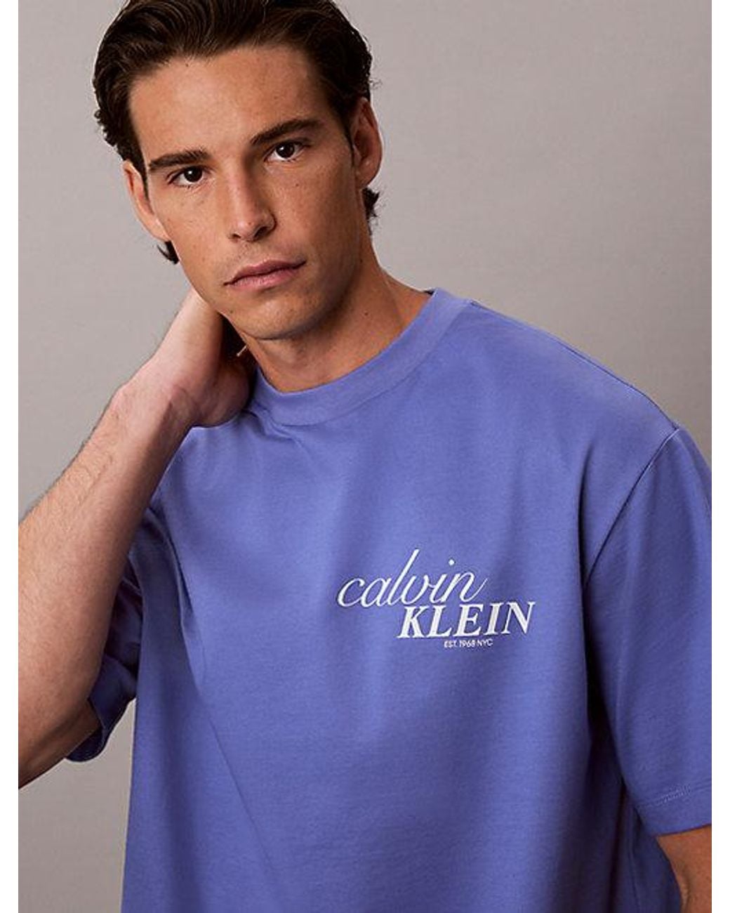 Calvin Klein Purple Jeans Heavy Jersey Back Logo T-Shirt for men