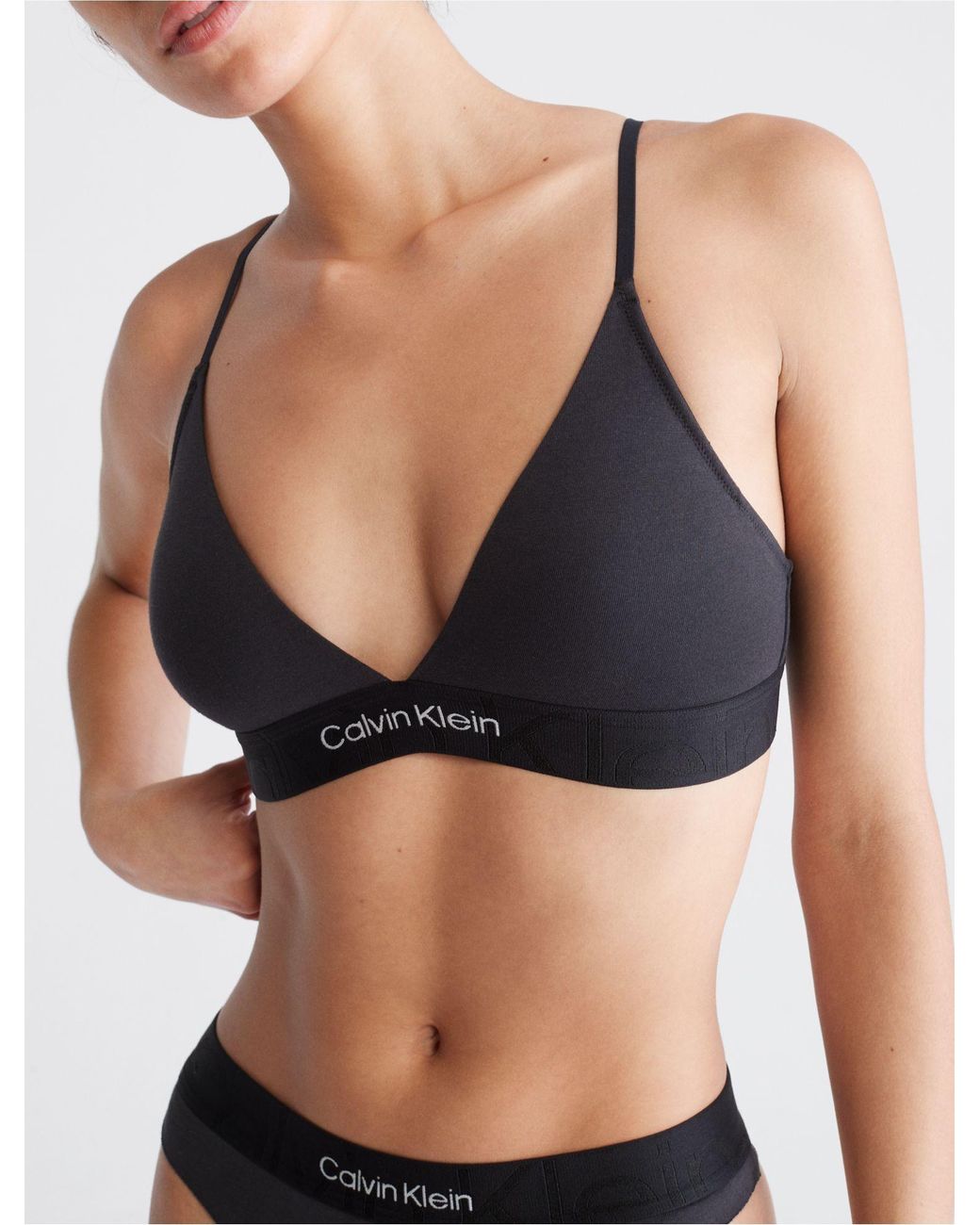 Calvin Klein Women's Form to Body Lightly Lined Triangle Bralette, Black, X- Small at  Women's Clothing store