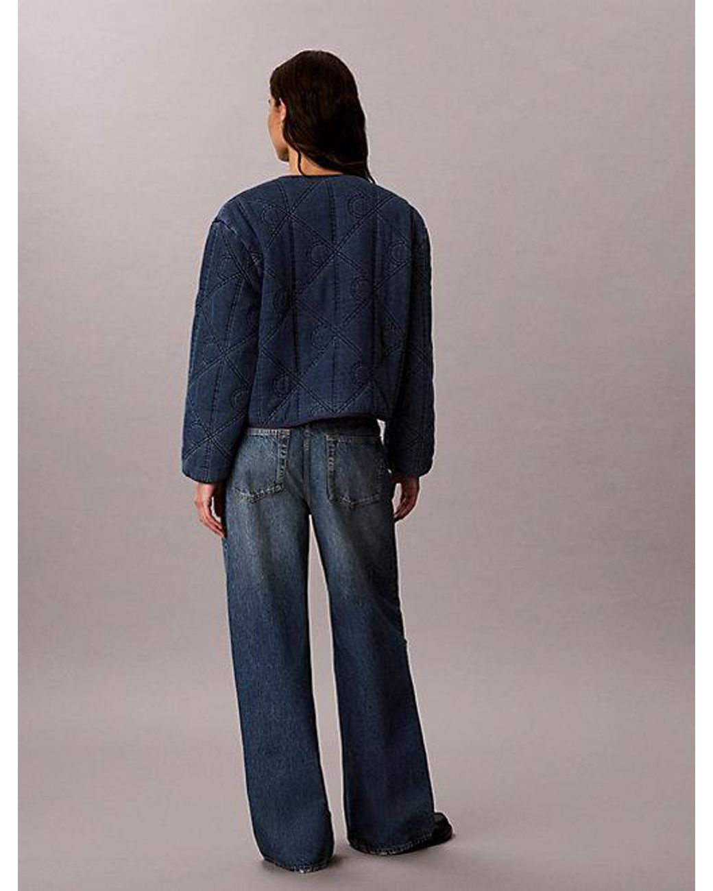 Calvin Klein Blue Jeans Quilted Denim Liner Jacket