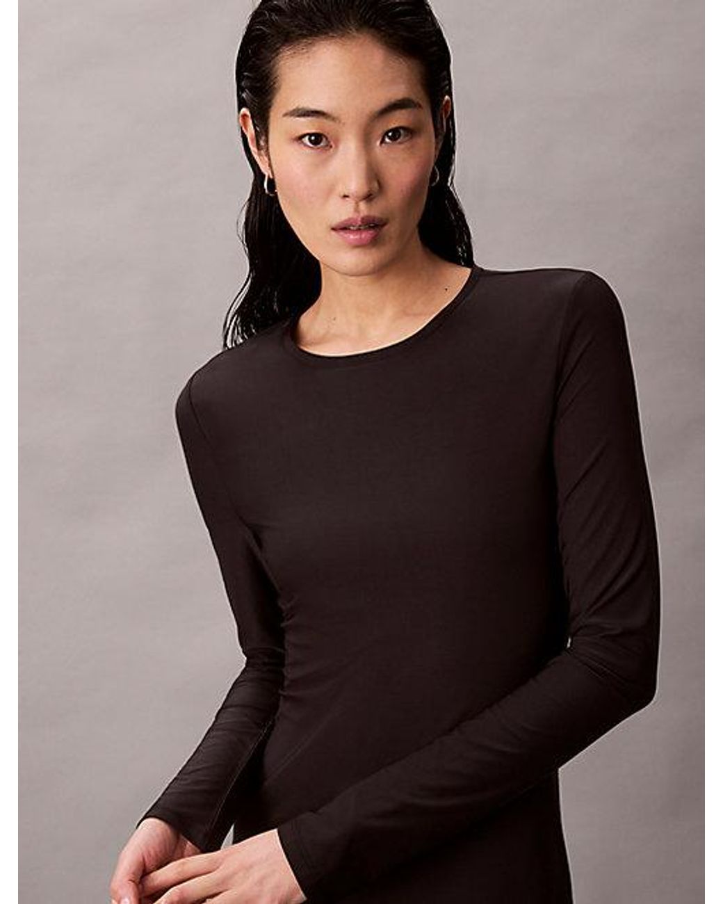 Calvin Klein Black Jeans Crepe Jersey Cut Out Midi Dress