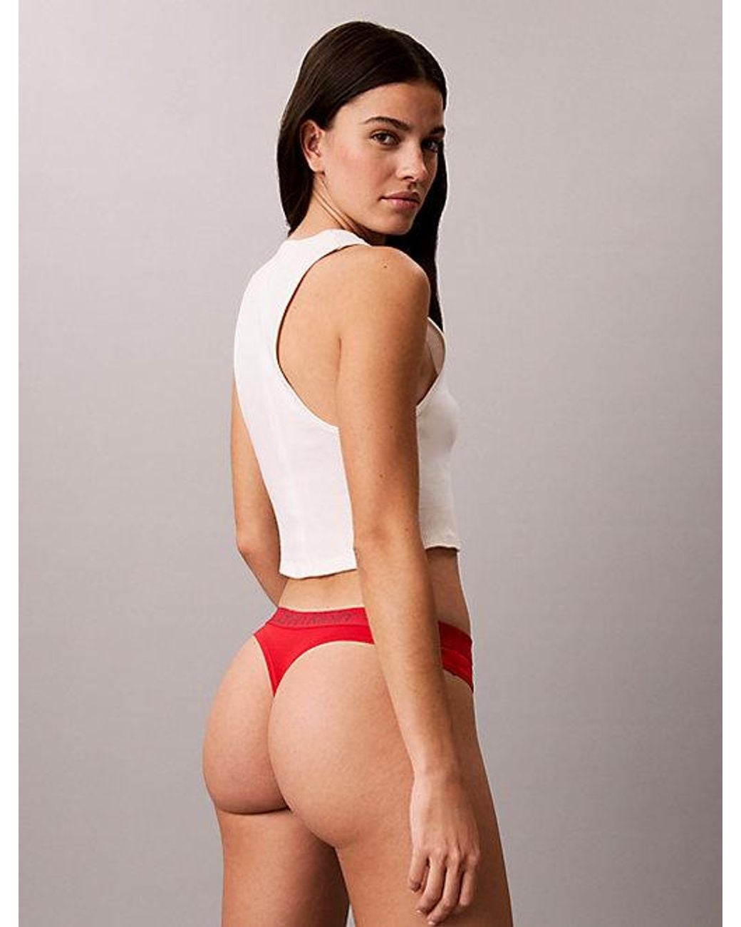 Calvin Klein Red Thong Extra Soft Cotton Stretch