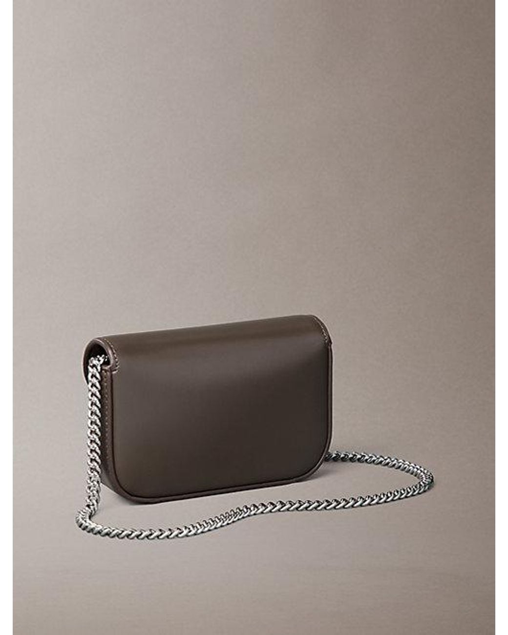 Calvin Klein Brown Mini Leather Sculptural Wallet Bag