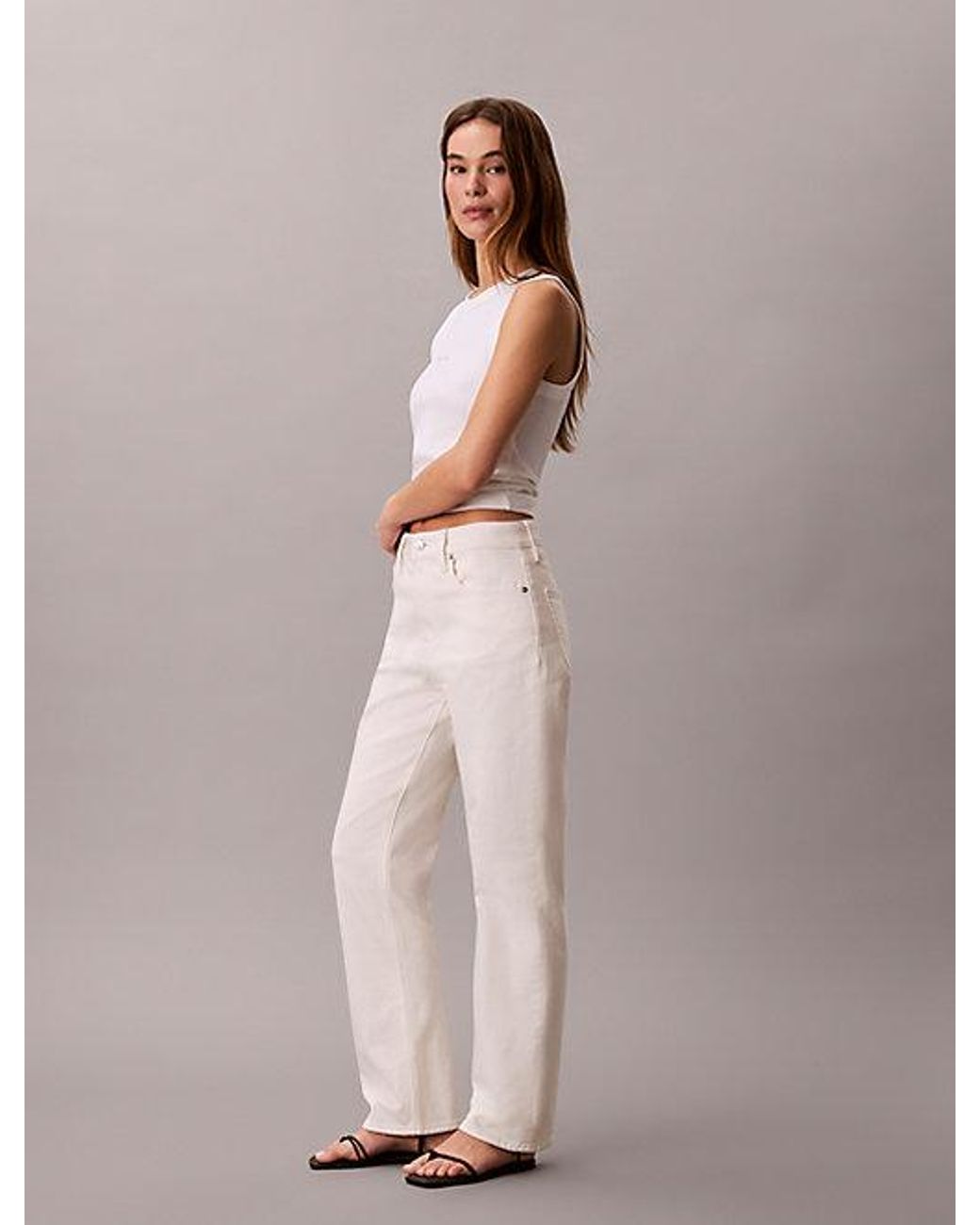 Calvin Klein Pink Jeans High Rise Straight Jeans