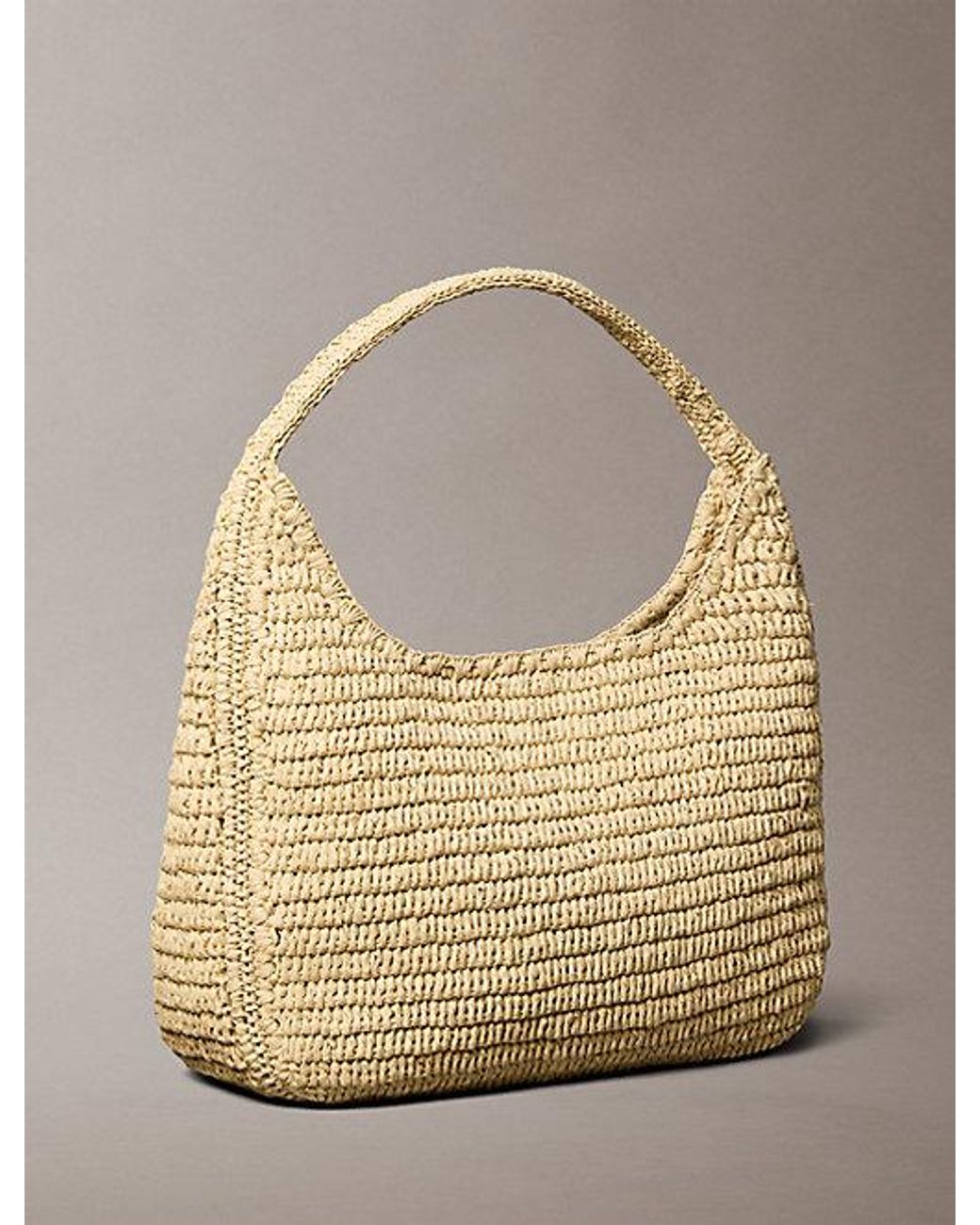 Calvin Klein Natural Large Hand Braided Raffia Shoulder Bag