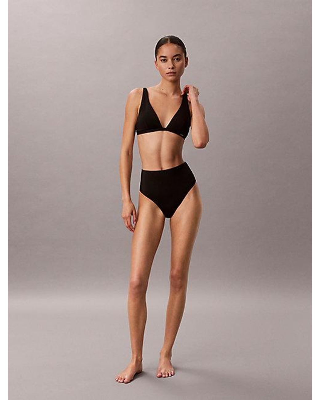 Calvin Klein Black High Waisted Bikini Bottoms Emblem