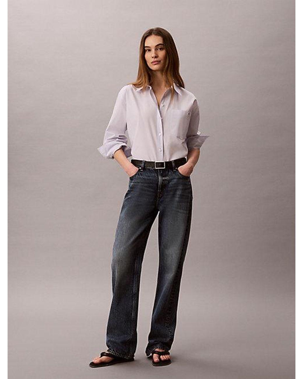 Calvin Klein Multicolor Jeans Relaxed Cotton Poplin Stripe Shirt