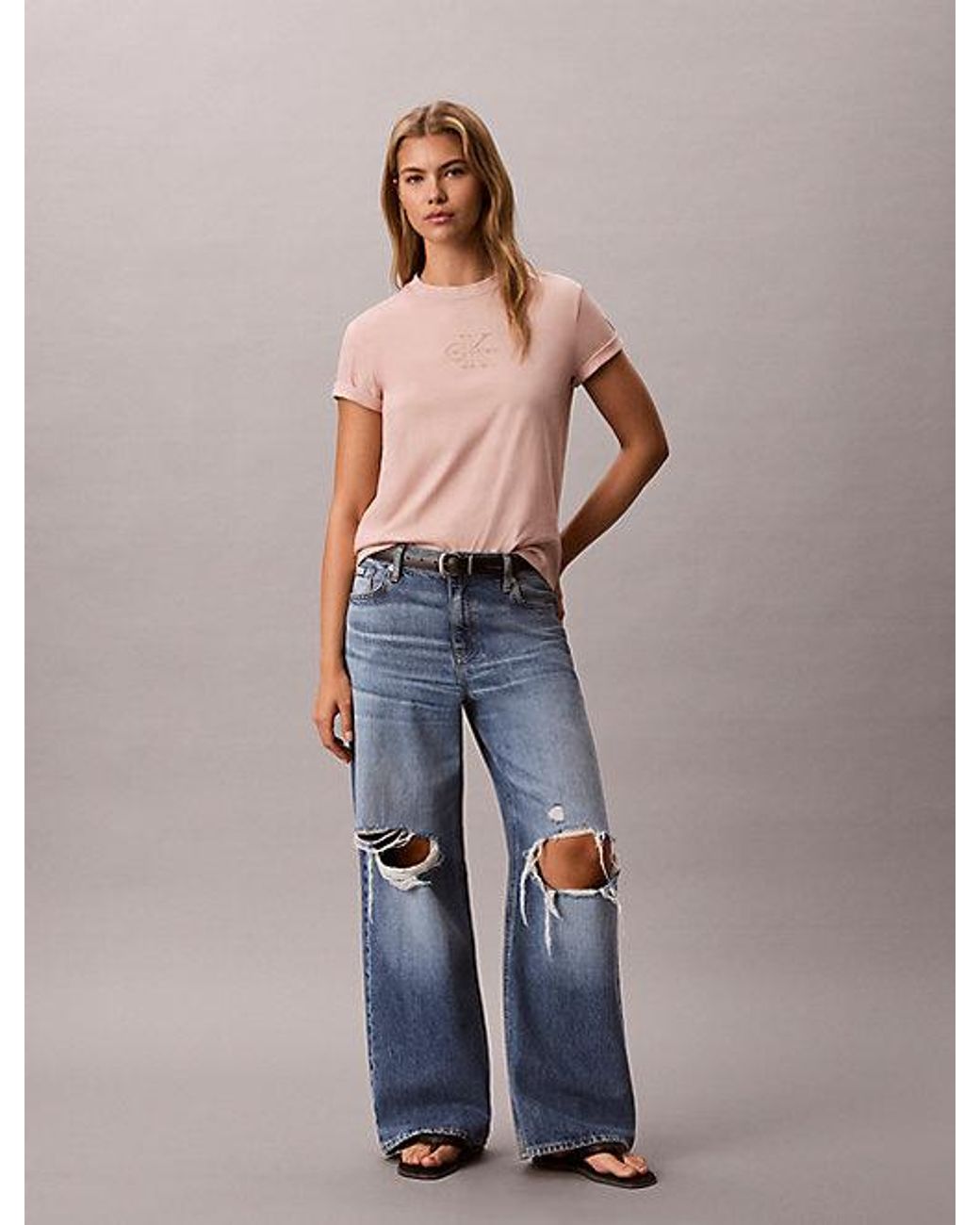 Calvin Klein Multicolor Jeans Glossy Metallic Logo T-Shirt
