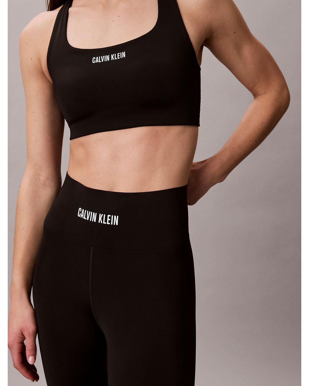 Legging Da Palestra 7/8 A Vita Alta Ad Asciugatura Rapida di Calvin Klein in Black