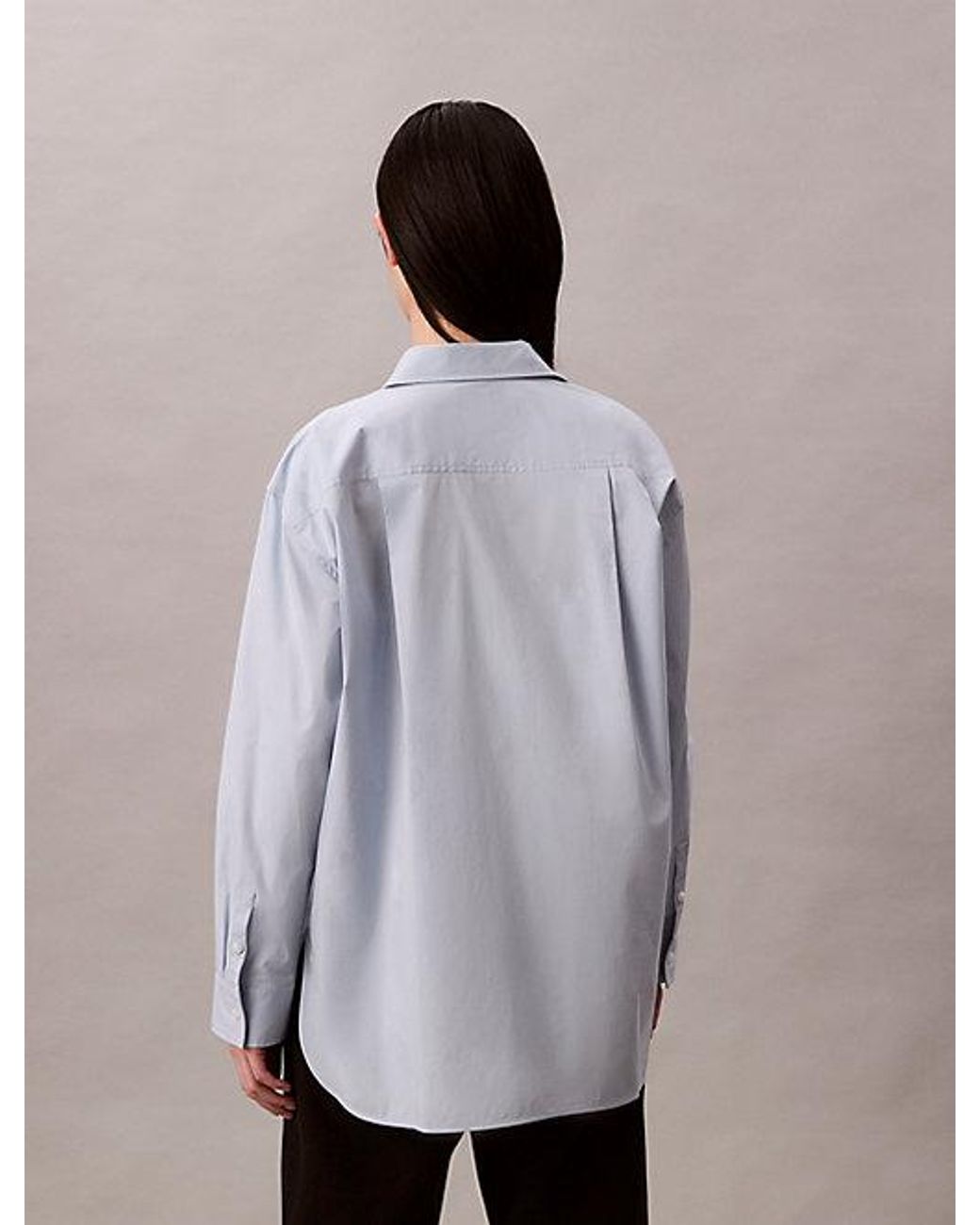 Calvin Klein Gray Jeans Poplin Relaxed Button Up Shirt