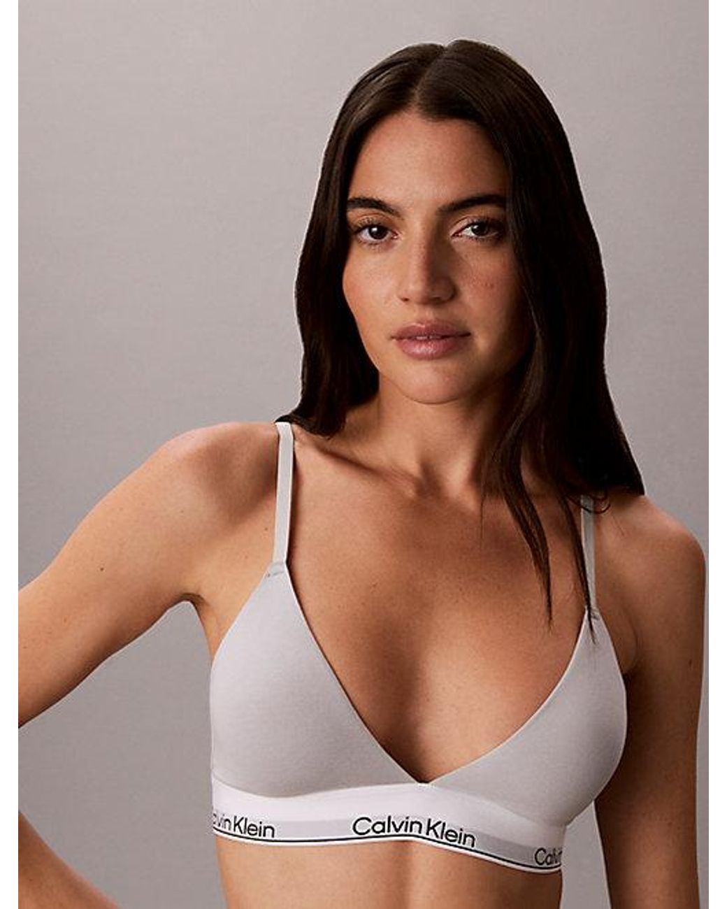 Calvin Klein Brown Lightly Lined Triangle Bralette Icon Cotton Modal