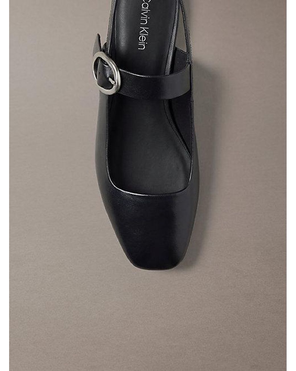 Calvin Klein Black Leather Slingback Ballerinas