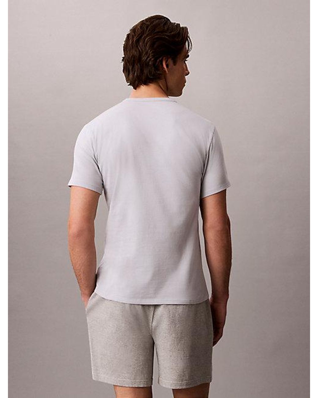 Calvin Klein Purple 3 Pack Slim T-Shirts Icon Cotton Microfibre Stretch for men