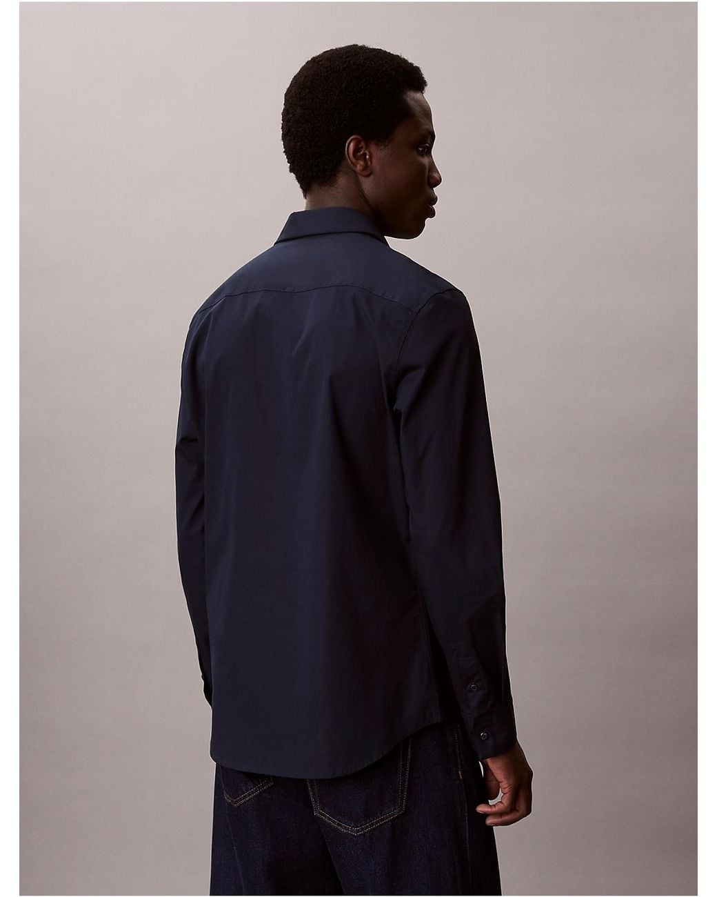Calvin Klein Blue Slim Stretch Button-Down Shirt for men