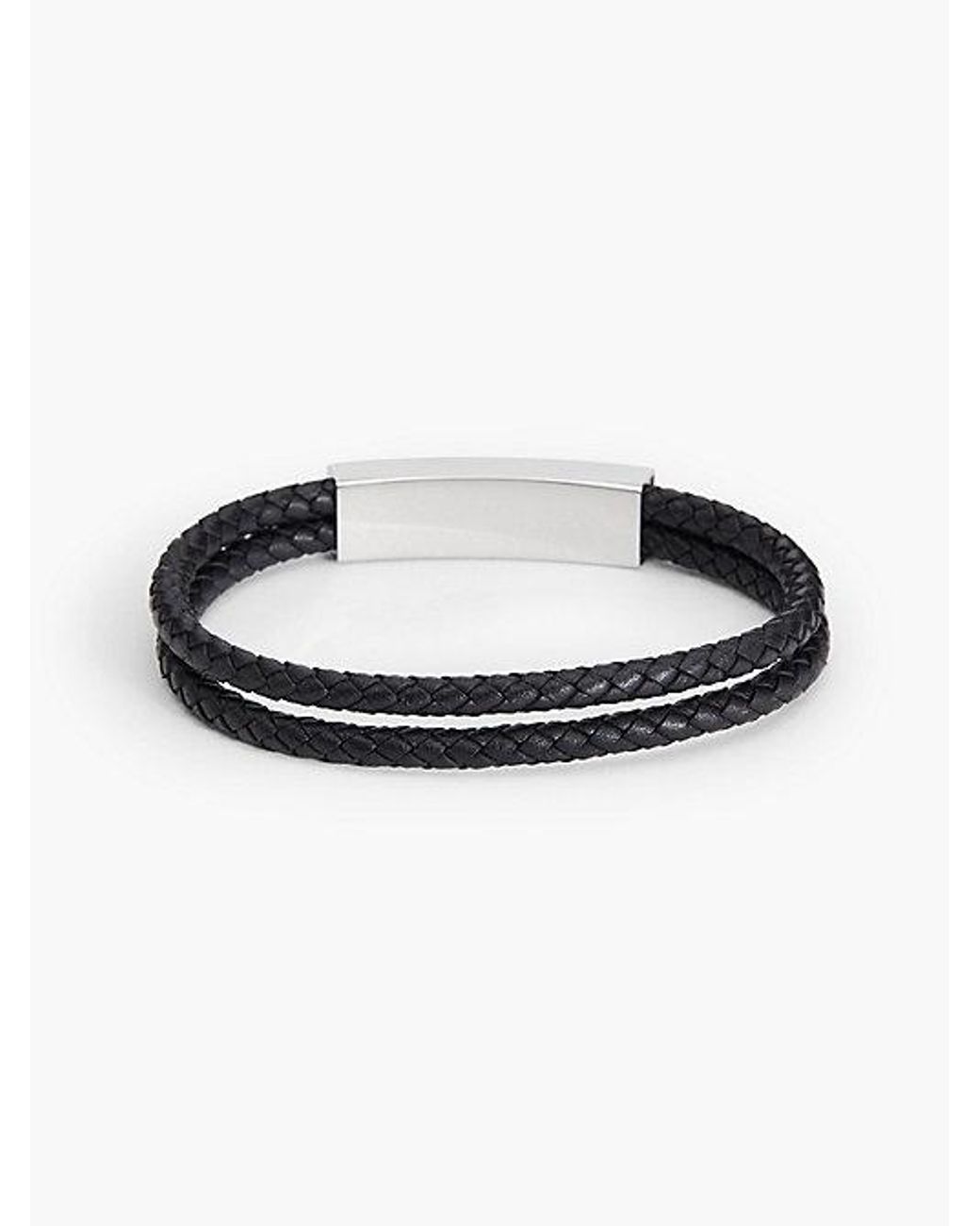 Calvin Klein Black Double Wrap Braided Bracelet for men