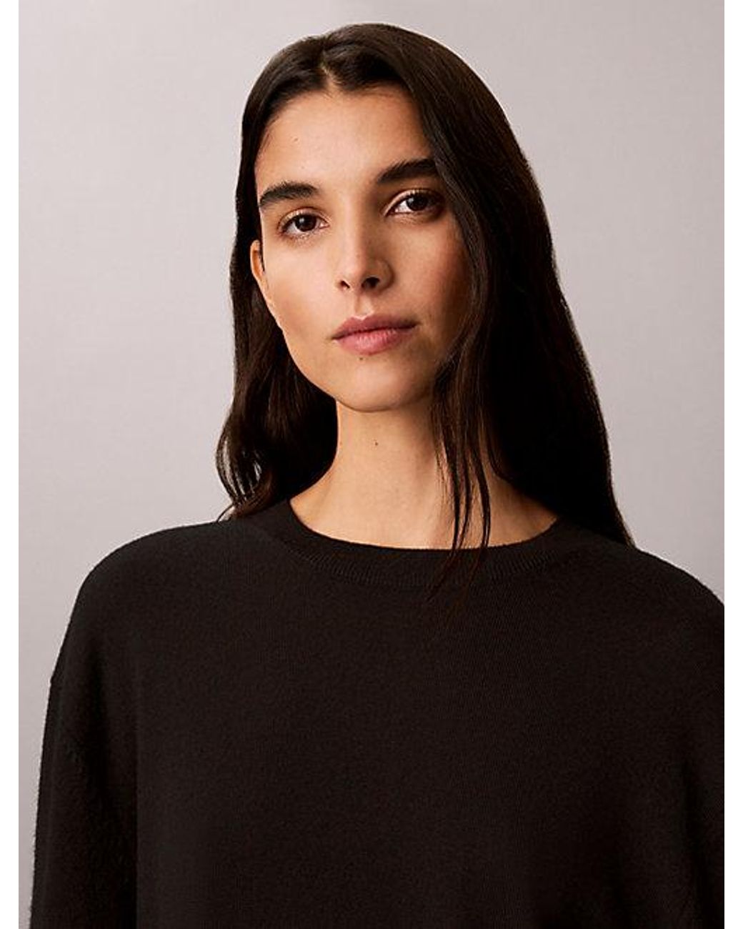 Calvin Klein Black Merino Wool Blend Crew Neck Jumper