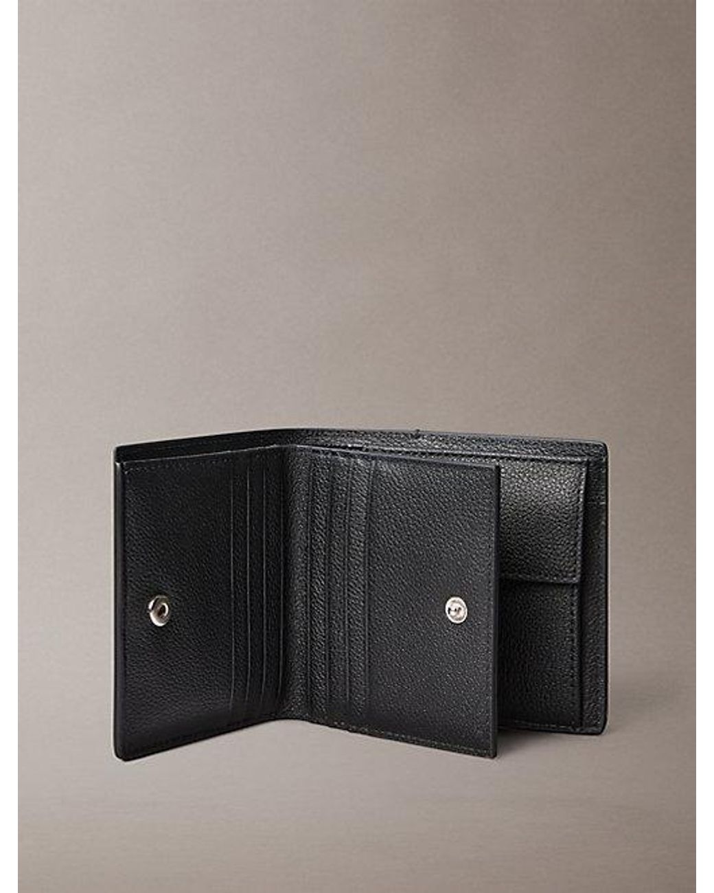 Calvin Klein Black Full Grain Leather Rfid Trifold Wallet for men