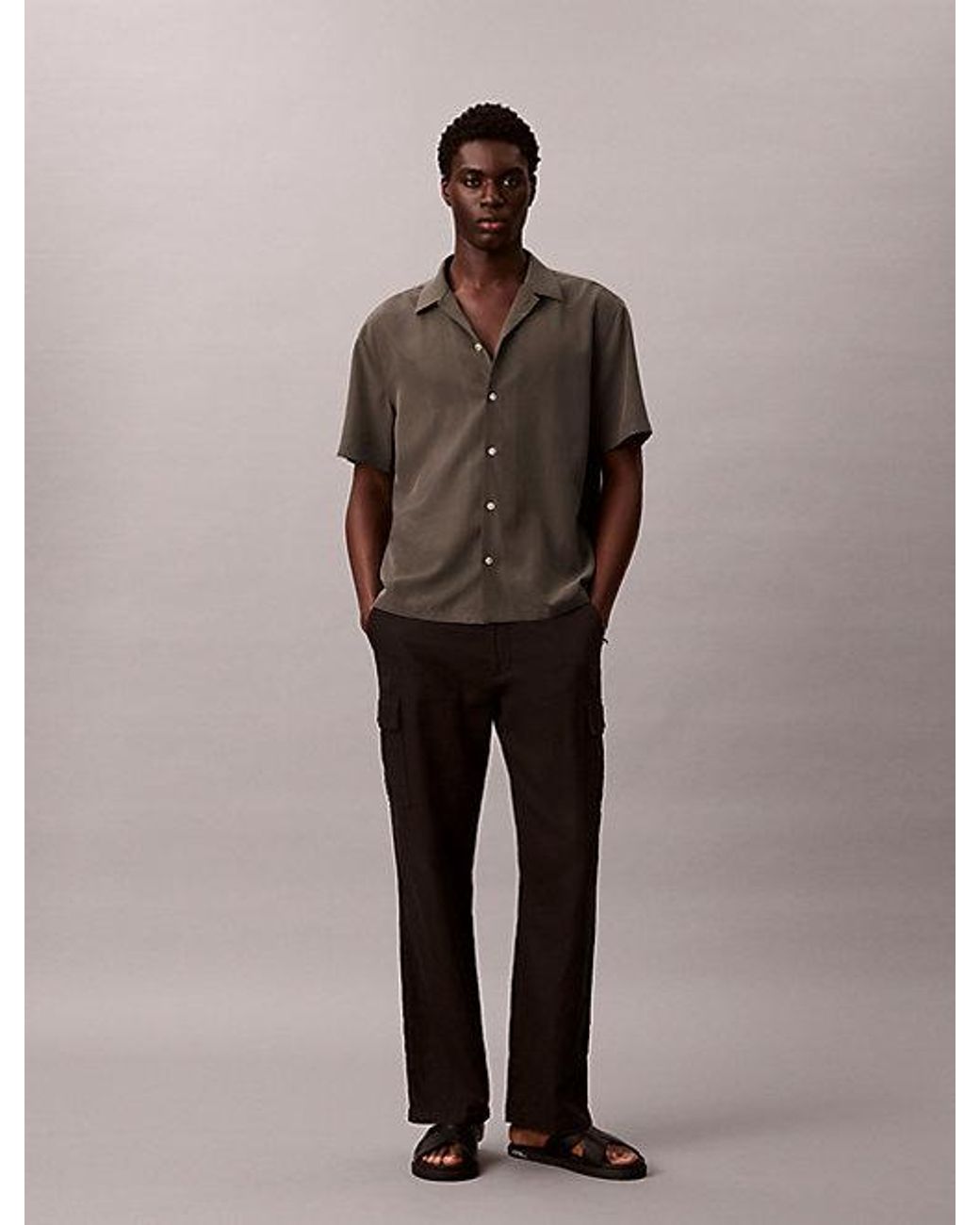 Calvin Klein Brown Soft Modal Short Sleeve Shirt for men