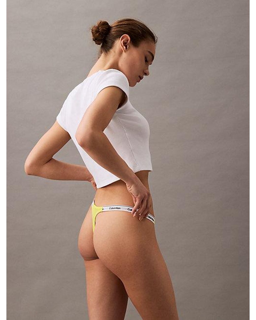 Calvin Klein Brown Dipped String Thong Icon Logo